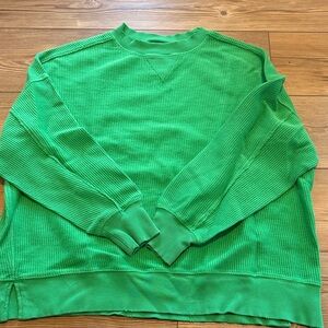 Aerie Green Ribbed Crewneck Sweater